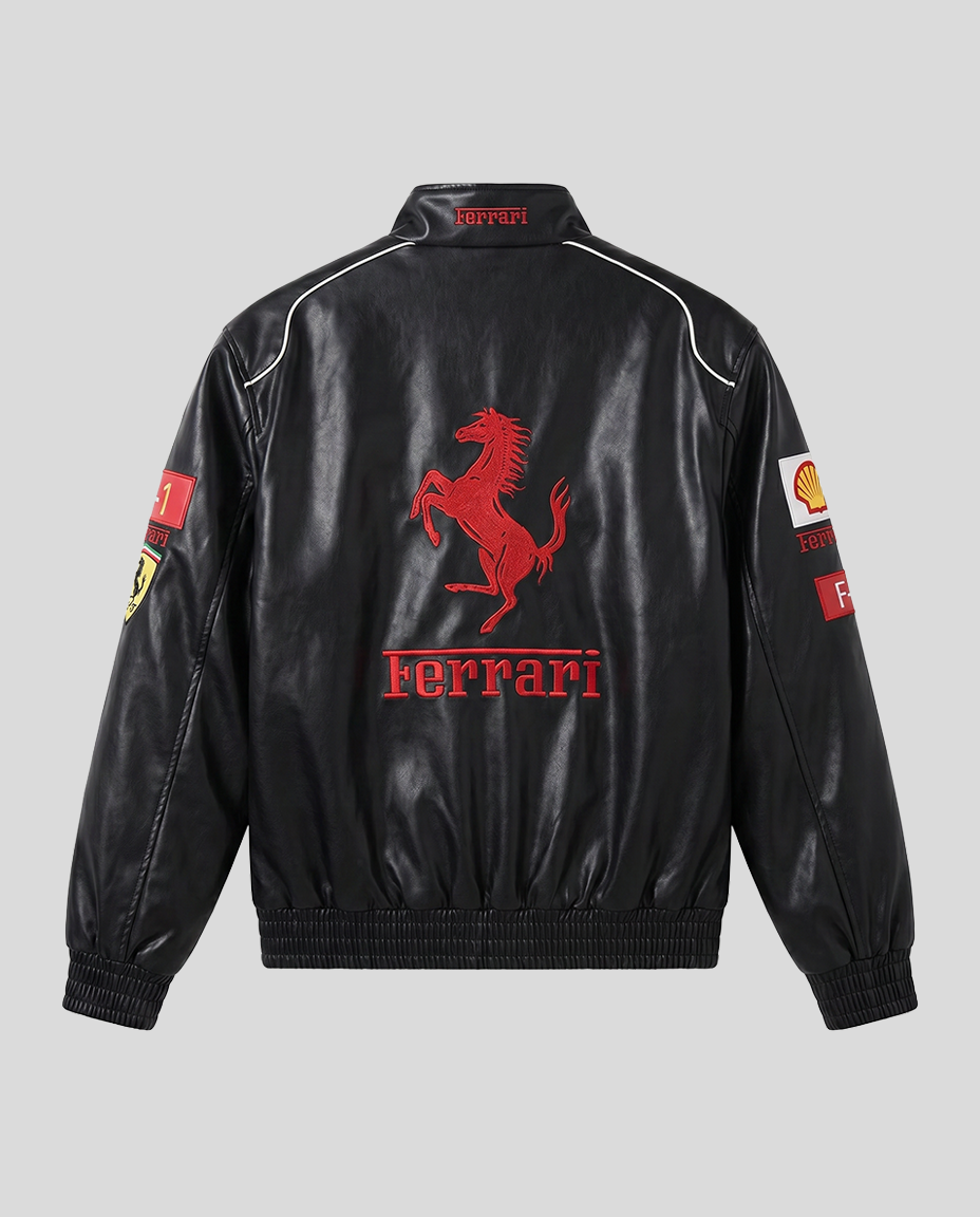 Ferrari F1 Vintage Leather Jacket - Red Edition
