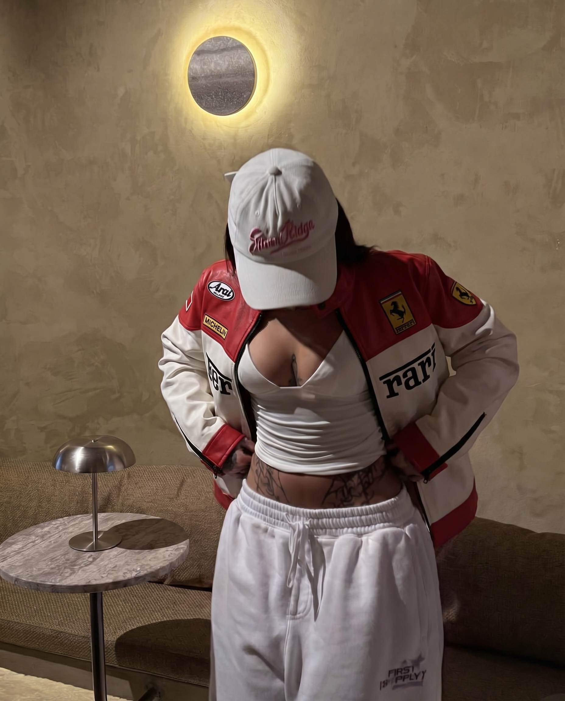Ferrari F1 Vintage Leather Jacket - White Edition
