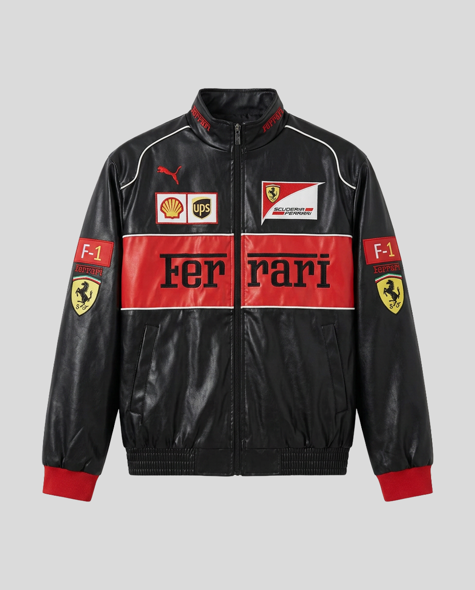 Ferrari F1 Vintage Leather Jacket - Red Edition