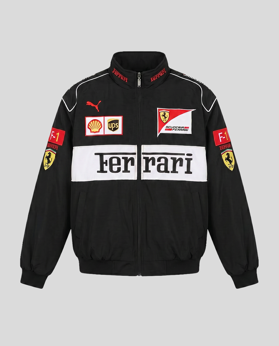 Ferrari F1 Vintage Racing Jacket - Black & White